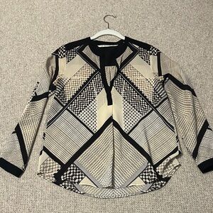 Twelfth Street by Cynthia Vincent Black and Cream Blouse